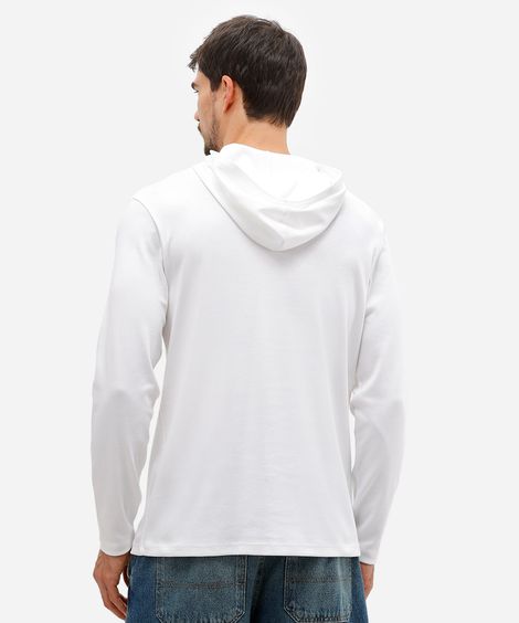 camiseta masculina de algodão peruano básica com capuz branca