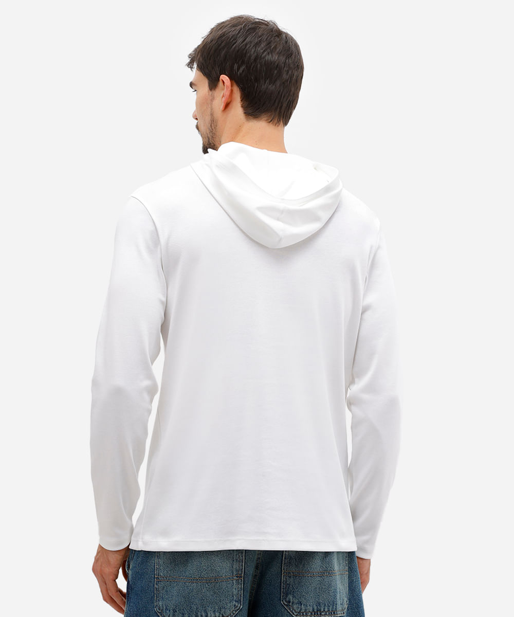 camiseta masculina de algodão peruano básica com capuz branca