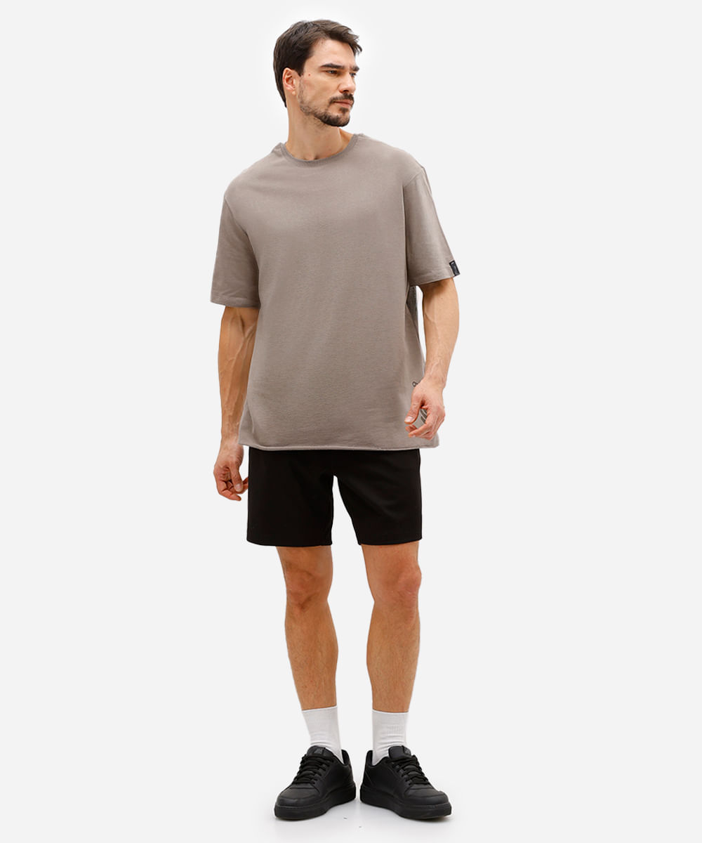 camiseta masculina esportiva ace de moletinho oversized marrom