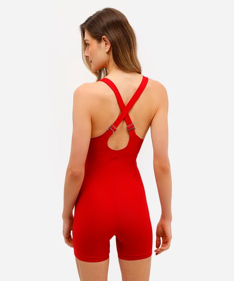 macaquinho feminino esportivo com alças vermelho
