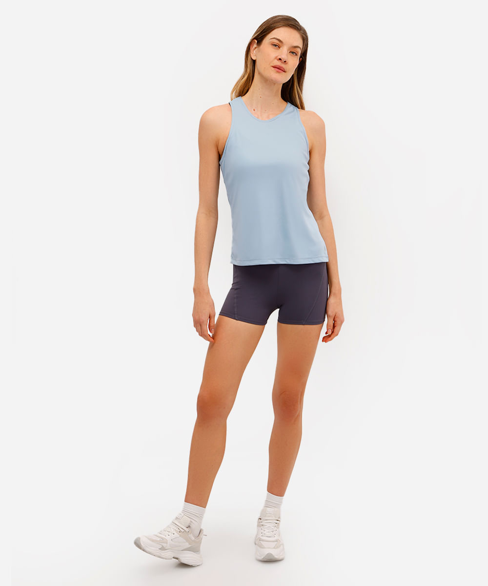 regata esportiva feminina com recortes azul