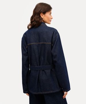 parka feminina jeans com faixa antonio frajado azul