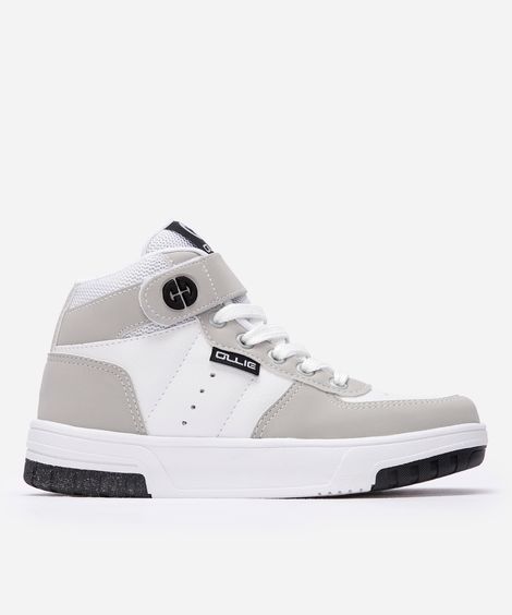tênis infantil cano alto velcro ollie - cinza