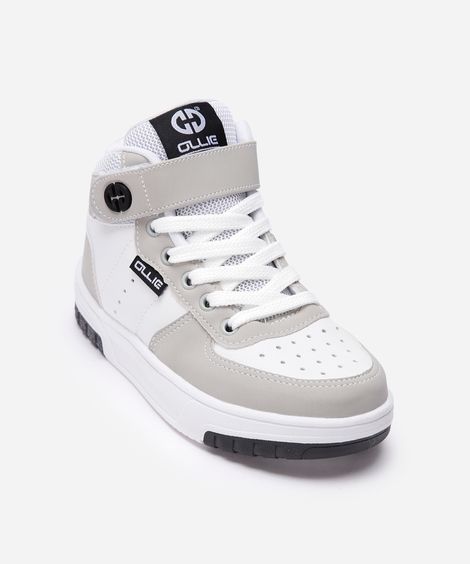 tênis infantil cano alto velcro ollie - cinza