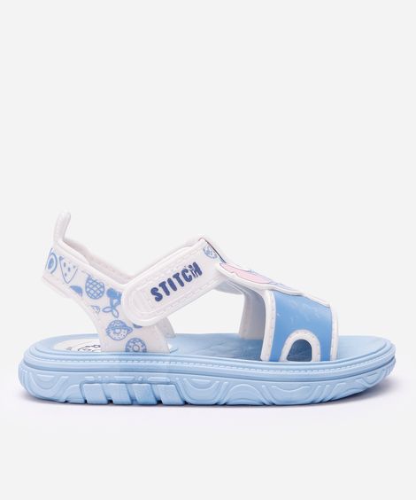 sandália papete velcro stitch azul