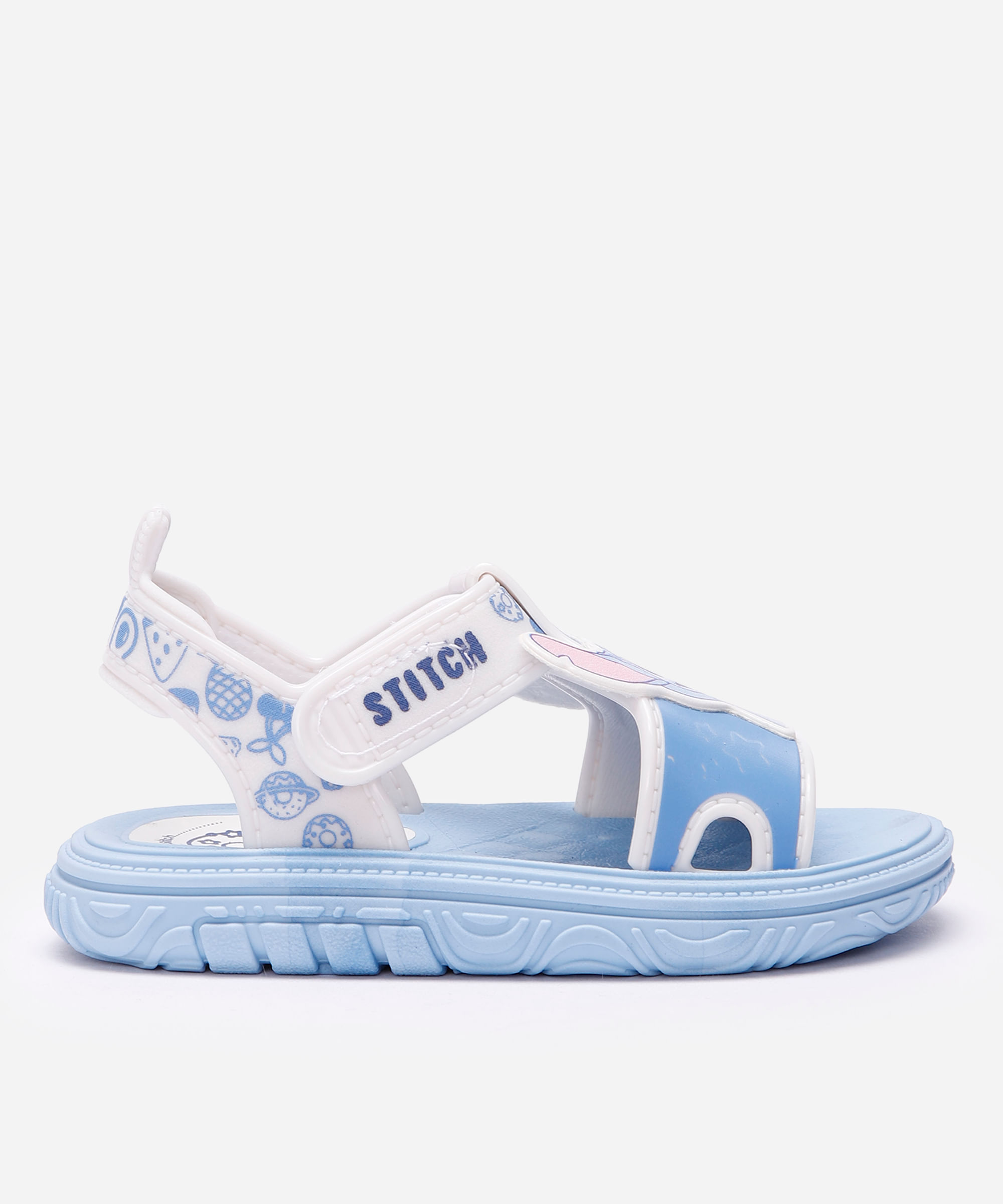 sandália papete velcro stitch azul