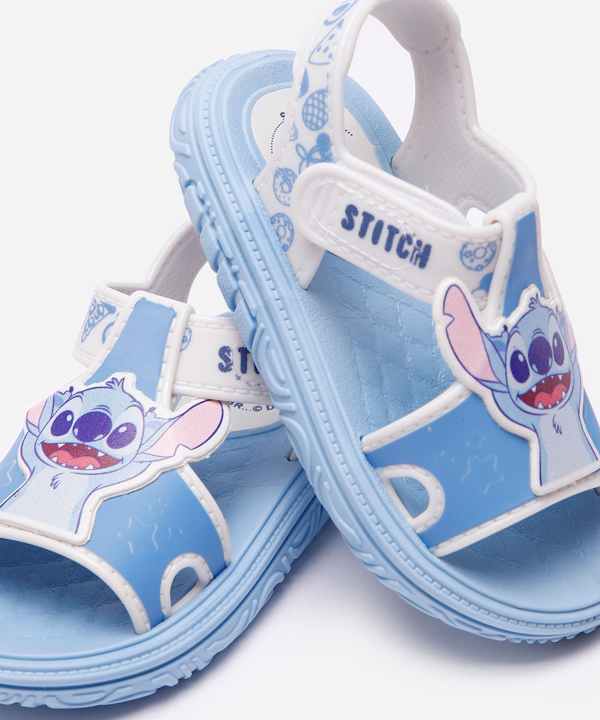 sandália papete velcro stitch azul