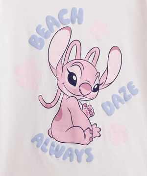 pijama longo infantil de algodão stitch com glitter off white