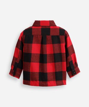 camisa xadrez infantil manga longa flanelada vermelho