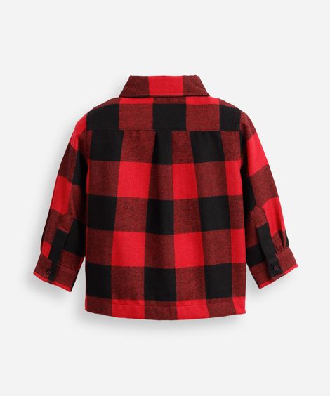 camisa xadrez infantil manga longa flanelada vermelho