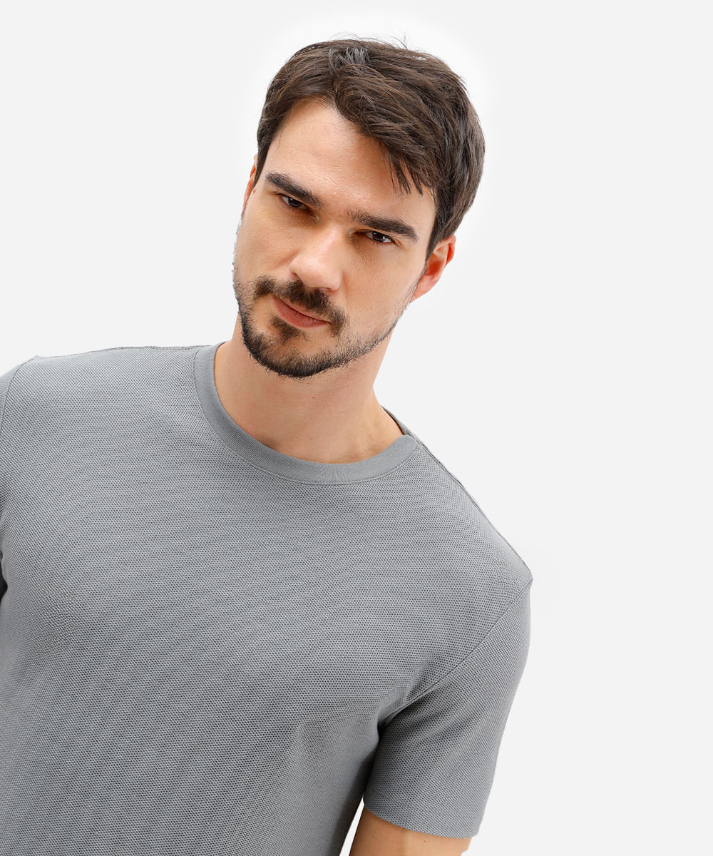 camiseta de algodão texturizada manga curta verde