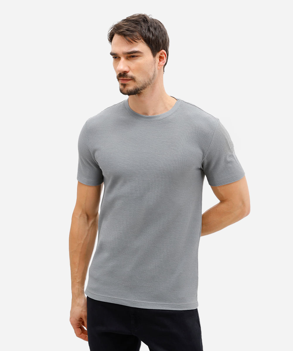 camiseta de algodão texturizada manga curta verde