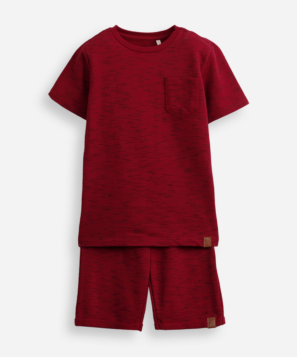 conjunto infantil de algodão mesclado vermelho
