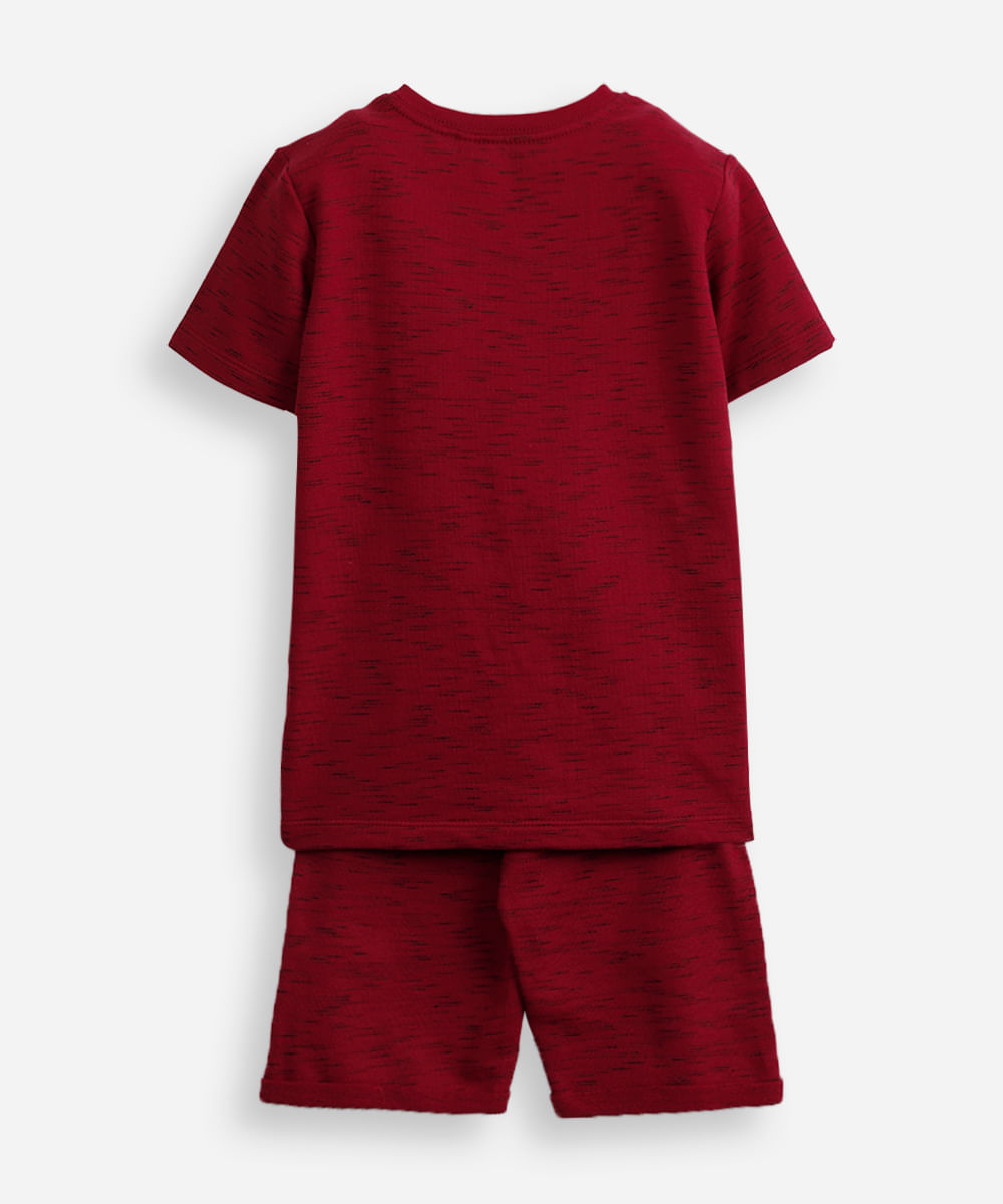 conjunto infantil de algodão mesclado vermelho