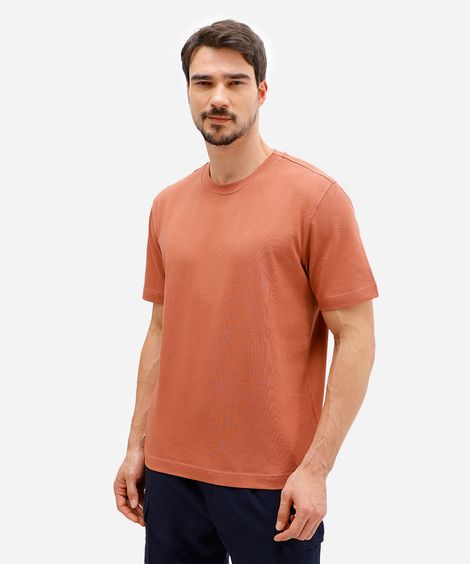 camiseta masculina de algodão manga curta laranja