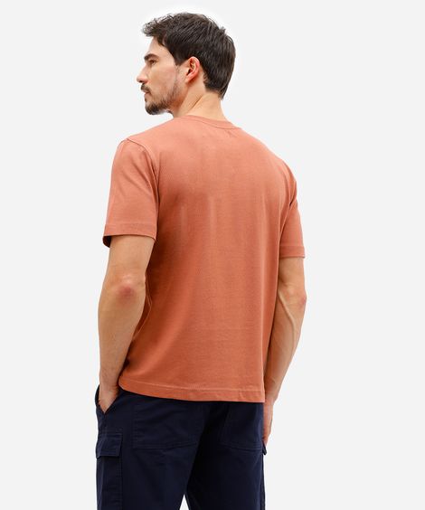 camiseta masculina de algodão manga curta laranja