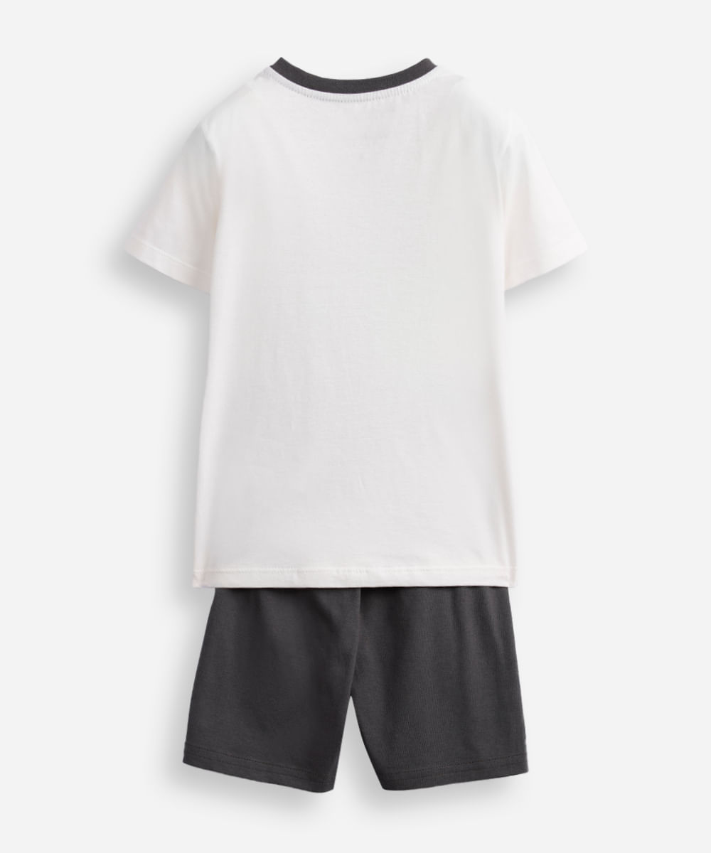 pijama curto infantil de algodão minecraft cinza