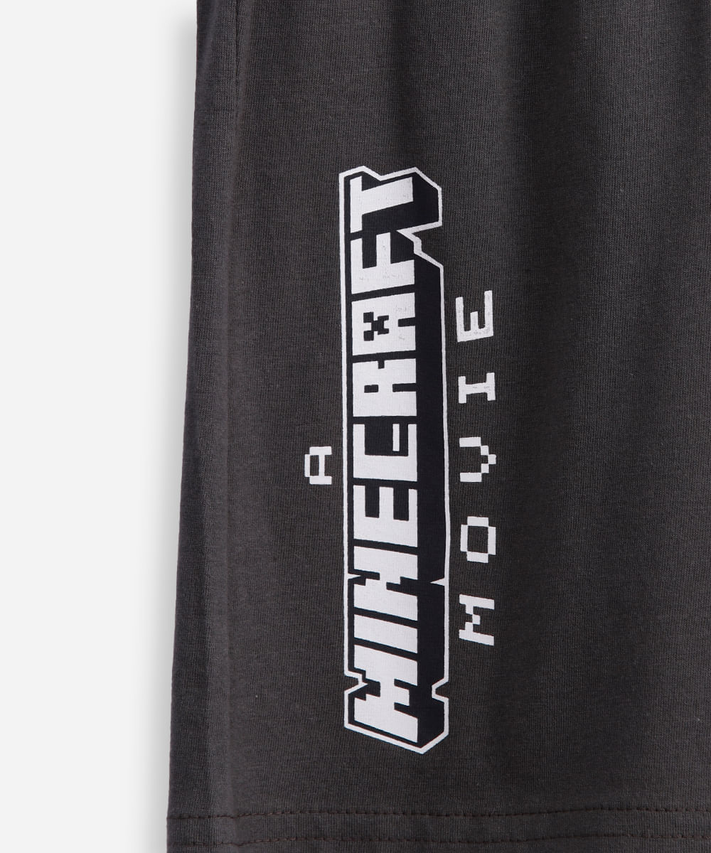 pijama curto infantil de algodão minecraft cinza