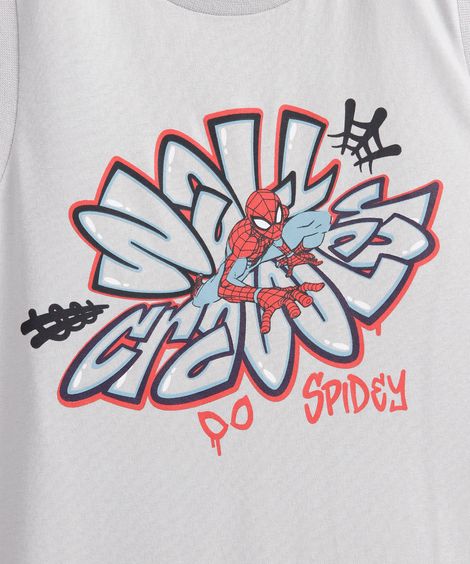 conjunto curto infantil de algodão homem aranha cinza