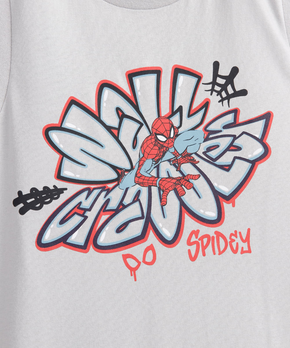 conjunto curto infantil de algodão homem aranha cinza