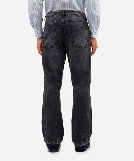 calça flare masculina jeans preta