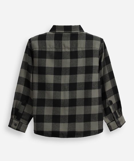 camisa de algodão infantil manga longa xadrez verde