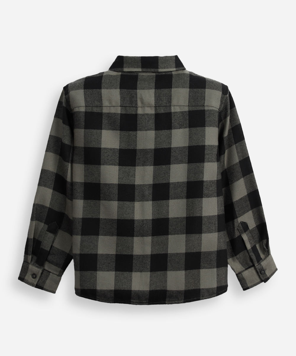 camisa de algodão infantil manga longa xadrez verde