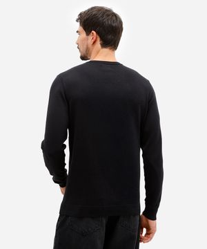 suéter masculino de tricot básico preto