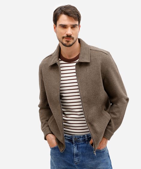jaqueta masculina texturizada marrom