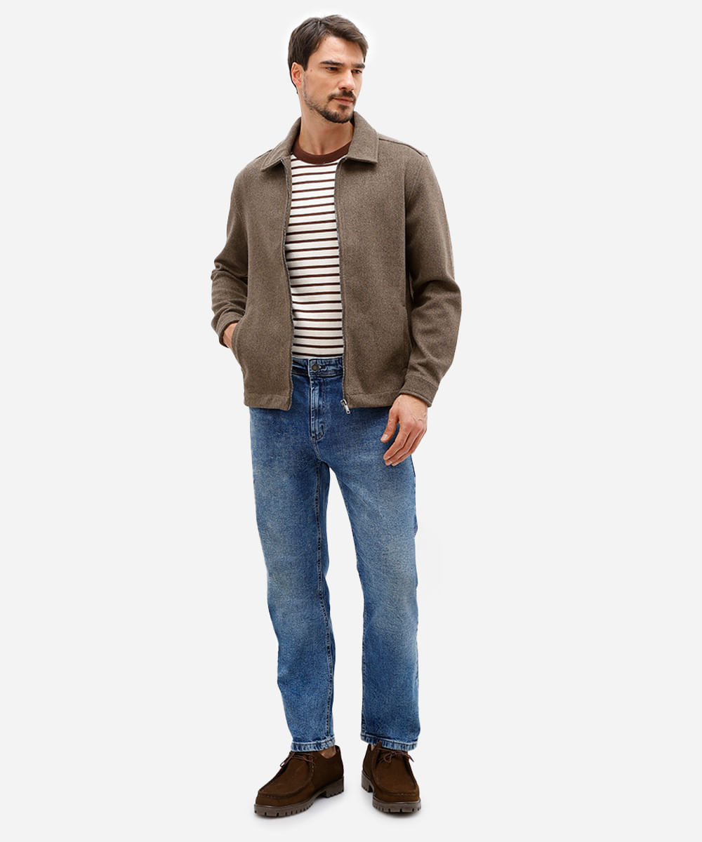 jaqueta masculina texturizada marrom
