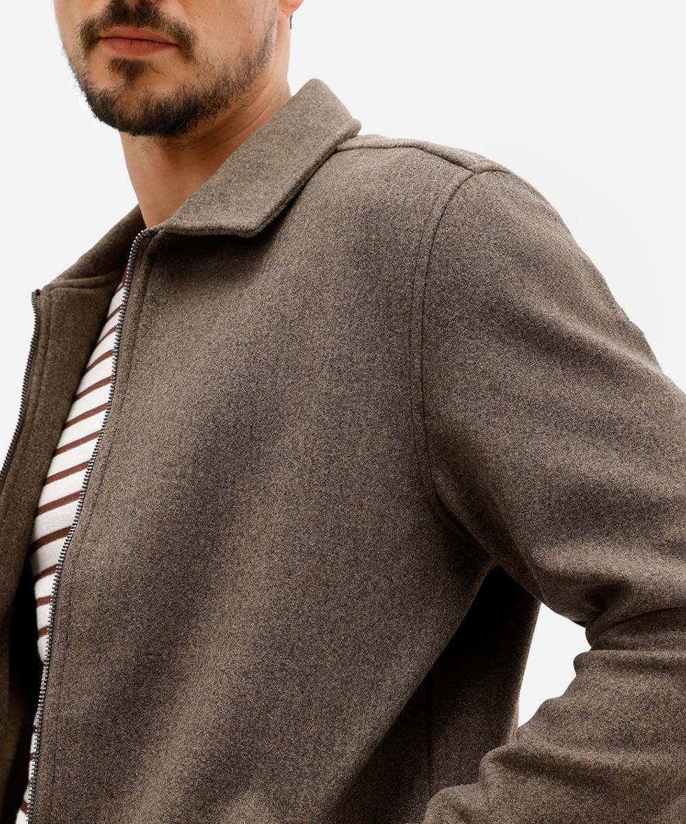 jaqueta masculina texturizada marrom