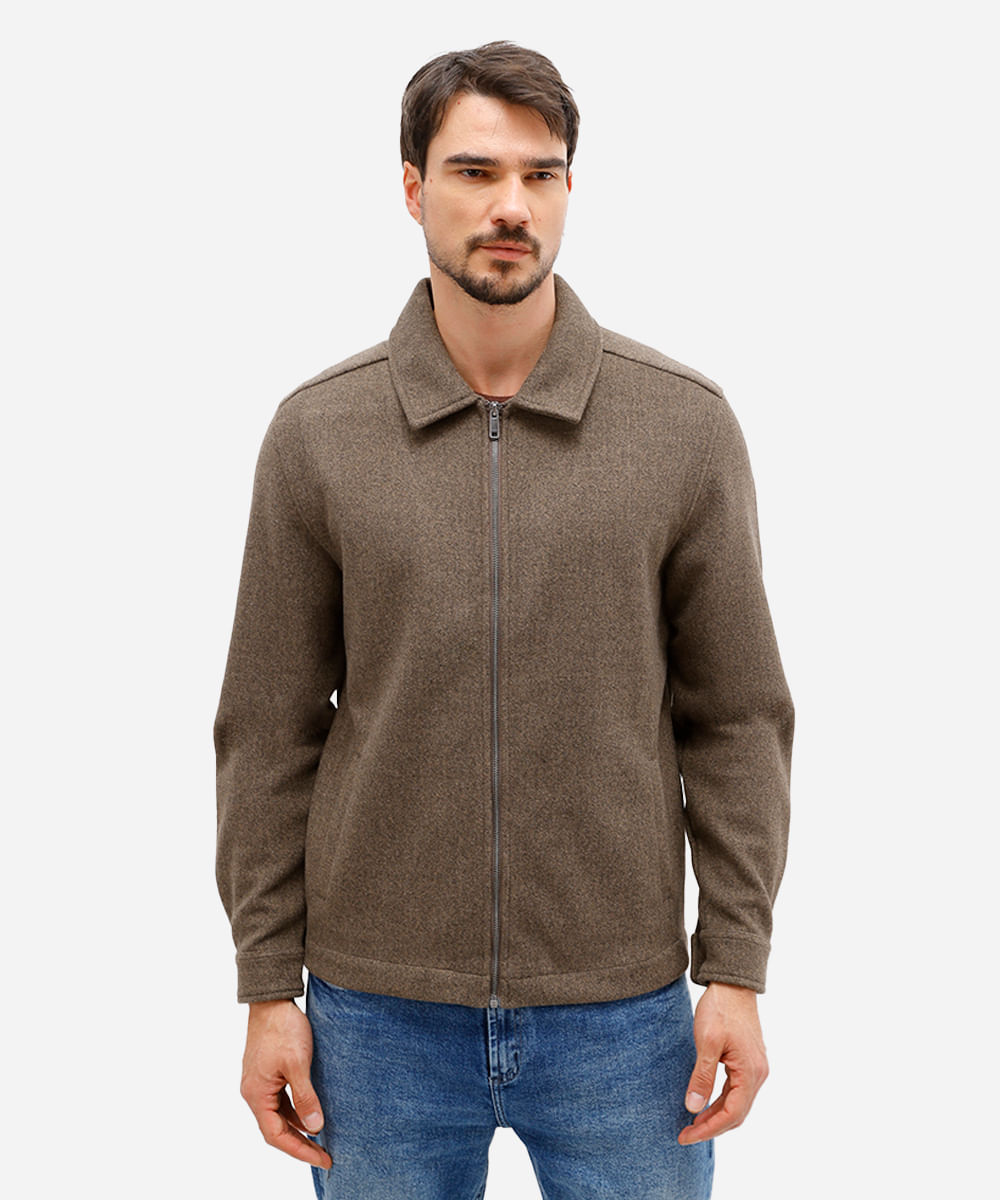 jaqueta masculina texturizada marrom