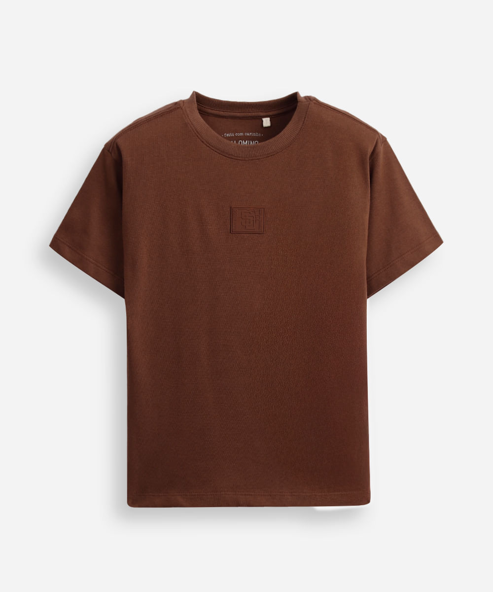 camiseta de algodão infantil manga curta san diego marrom