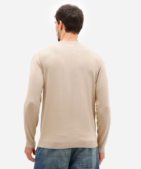 suéter masculino de tricot básico bege