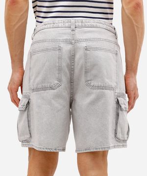 bermuda cargo masculina jeans cinza