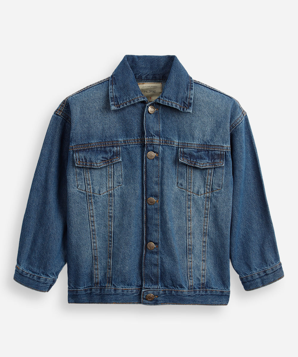 jaqueta jeans infantil azul