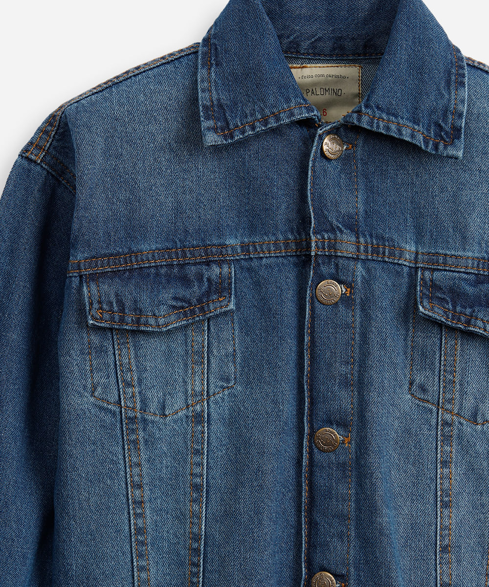 jaqueta jeans infantil azul