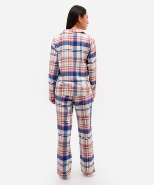 pijama americano feminino de algodão xadrez colorido