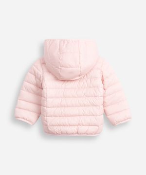 jaqueta puffer infantil com capuz rosa