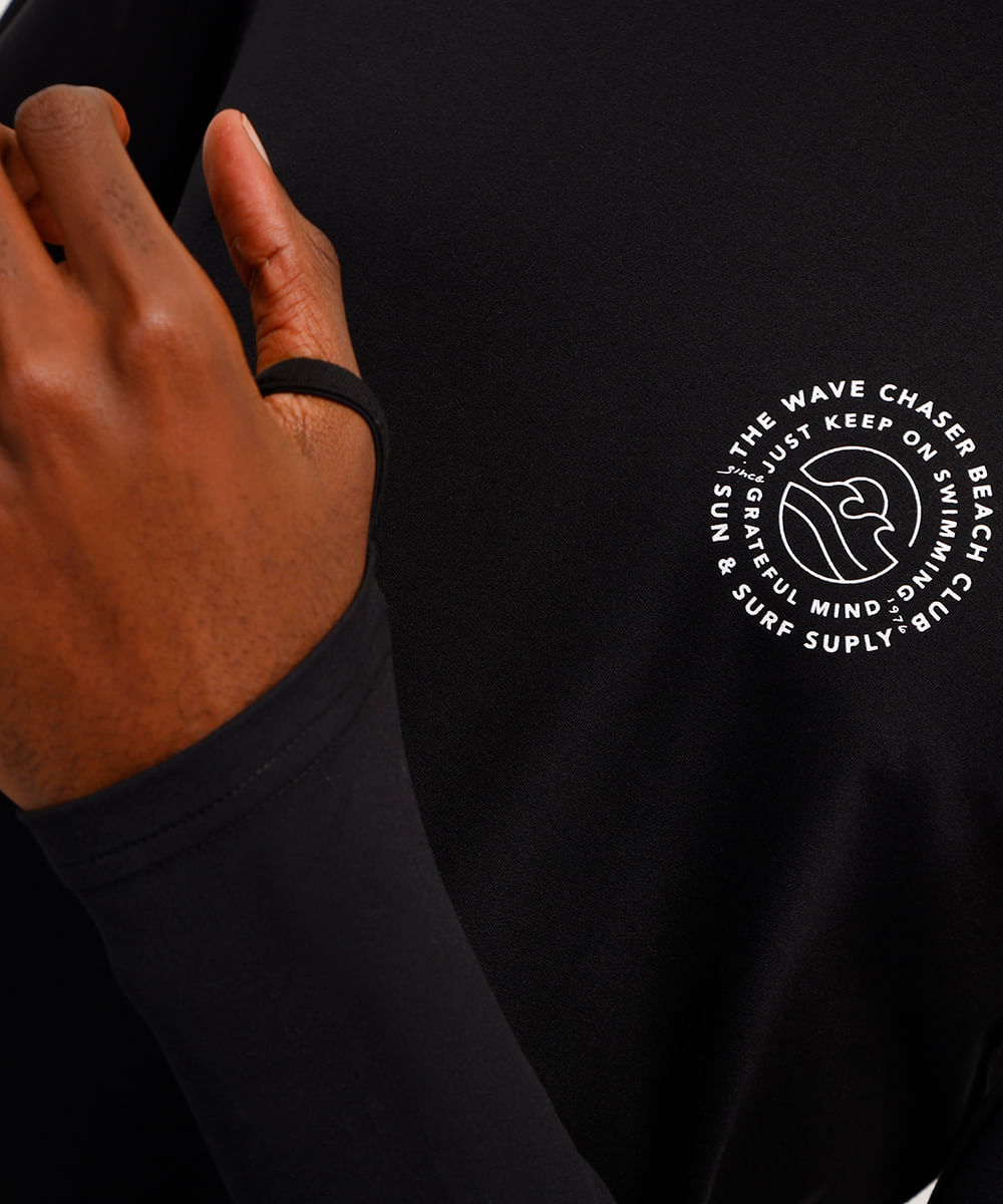 camiseta masculina manga longa com proteção uv preta