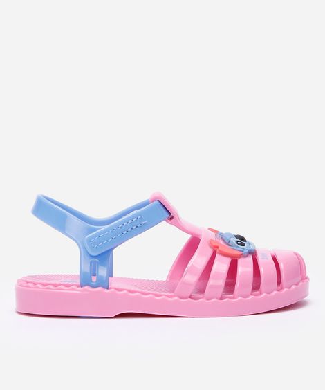 sandália fechada infantil stitch rosa