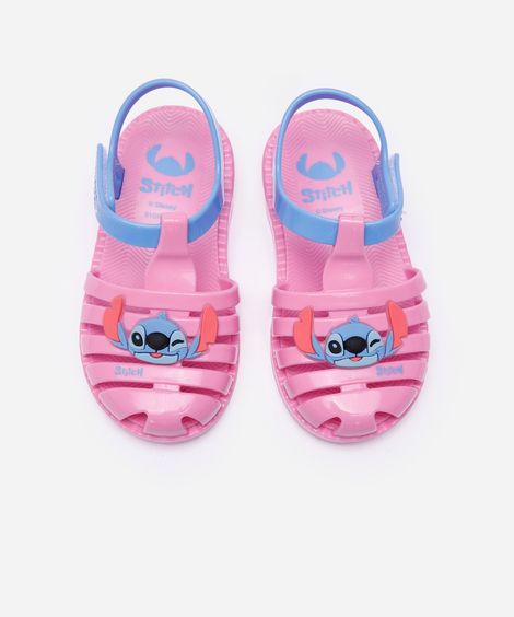 sandália fechada infantil stitch rosa