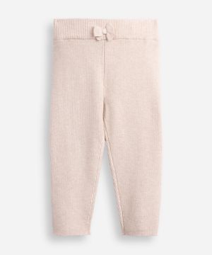 legging infantil tricot laço bege