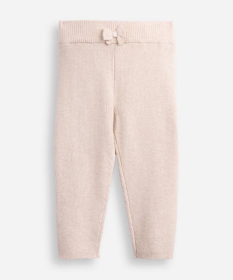 legging infantil tricot laço bege