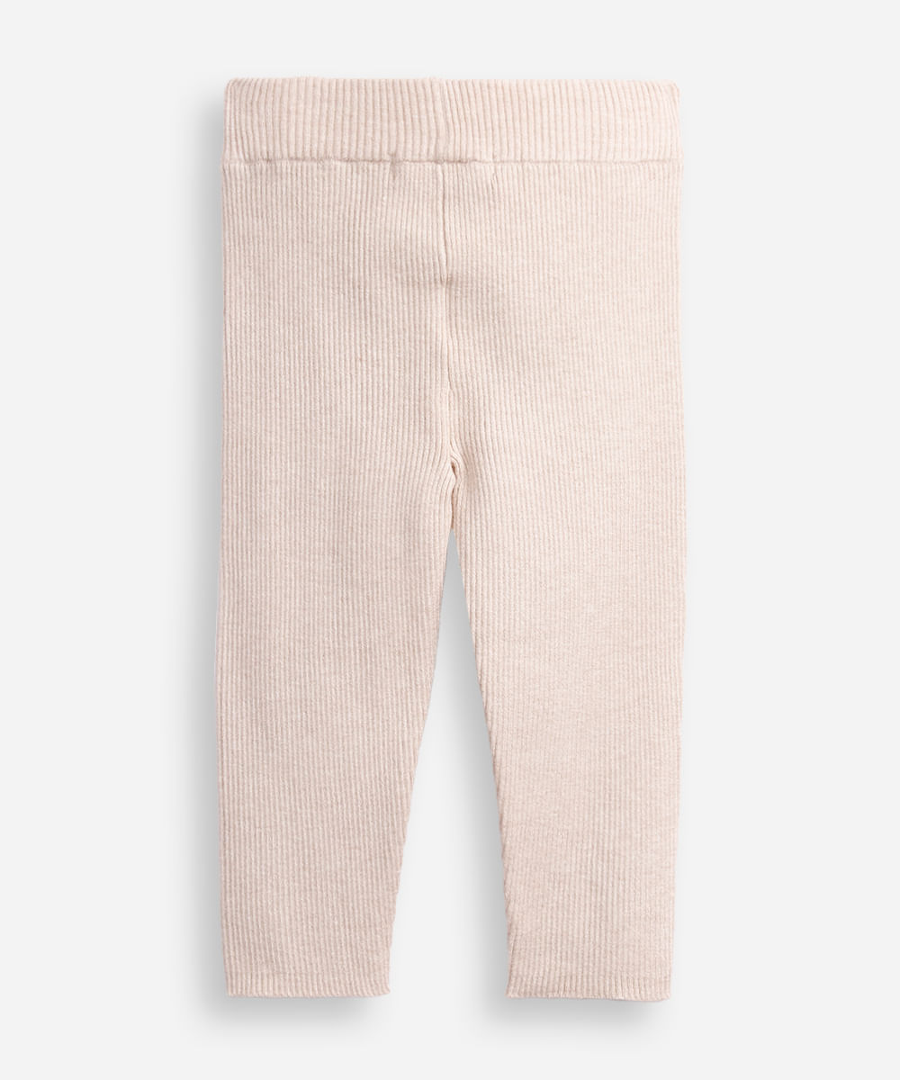 legging infantil tricot laço bege