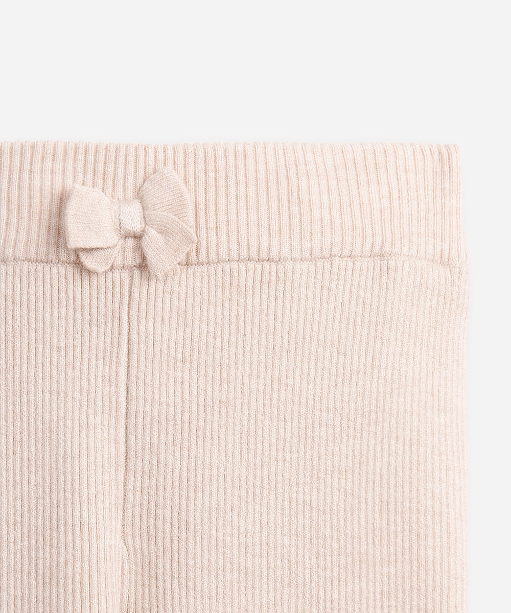 legging infantil tricot laço bege