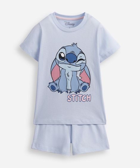 pijama curto infantil de algodão stitch azul