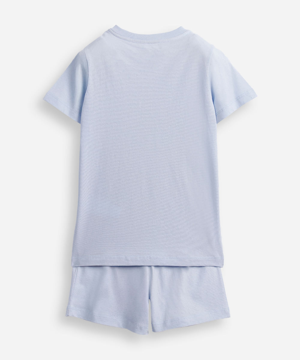 pijama curto infantil de algodão stitch azul