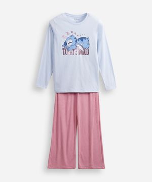 pijama infantil longo de algodão stitch  colorido