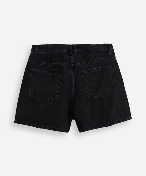 short jeans juvenil bordado stitch preto